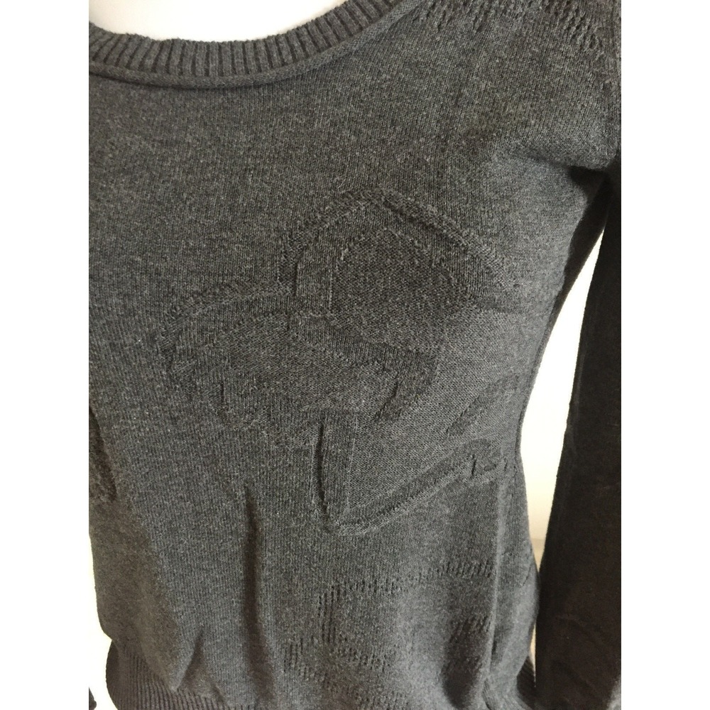 Womans Fox Racing Pullover Light Sweater Jacquard Print Gray Size Small - Picture 2 of 4
